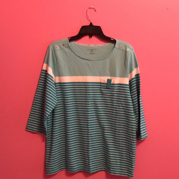 Karen Scott Tops - Karen Scott color block striped 1X top NWOT